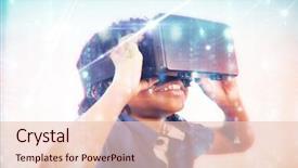  Presentation with virtual learning - Colorful PPT theme enhanced with simulation learning - glowing blue background against elementary backdrop and a lemonade colored foreground