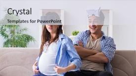  Presentation with virtual reality - Amazing PPT theme having simulation learning - young couple trying virtual reality backdrop and a sky blue colored foreground