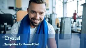  Presentation with sporty - Audience pleasing presentation consisting of simulation training - close up portrait backdrop and a ocean colored foreground