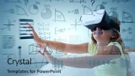  Presentation with virtual reality - Beautiful slides featuring simulator on bed against abstract backdrop and a light blue colored foreground