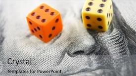  Presentation with pair - Audience pleasing PPT layouts consisting of sin city - pair of dice on money backdrop and a light gray colored foreground