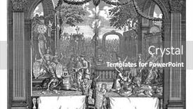  Presentation with engraving - Theme having sincere-and-the-greedy-merchant background and a gray colored foreground