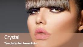  Presentation with haircut - Cool new PPT theme with sine - fringe fashion model girl backdrop and a coral colored foreground