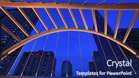  Presentation with zone - Audience pleasing PPT layouts consisting of sine wave - architecture of pubic skywalk backdrop and a navy blue colored foreground