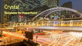  Presentation with zone - Audience pleasing PPT theme consisting of sine wave - public skywalk at bangkok downtown backdrop and a tawny brown colored foreground