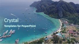  Presentation with resorts - Colorful presentation design enhanced with sinematic - aerial drone photo of tonsai backdrop and a ocean colored foreground