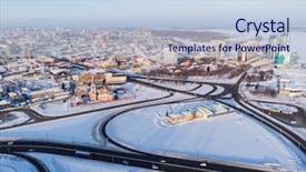  Presentation with winter driving - Audience pleasing theme consisting of sinematic - aerial shot of road backdrop and a sky blue colored foreground