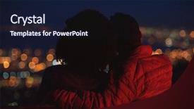  Presentation with romance - PPT theme featuring sinematic - anonymous couple on a romantic background and a navy blue colored foreground