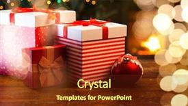  Presentation with purple festive christmas red - PPT layouts consisting of sinematic - festive red gift boxes standing background and a tawny brown colored foreground