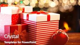  Presentation with purple festive christmas red - Theme with sinematic - festive red gift boxes standing background and a crimson colored foreground