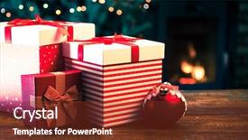  Presentation with purple festive christmas red - PPT theme consisting of sinematic - festive red gift boxes standing background and a tawny brown colored foreground