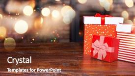  Presentation with christmas red - Theme enhanced with sinematic - festive red gift boxes standing background and a tawny brown colored foreground