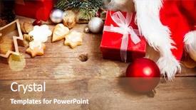  Presentation with purple festive christmas red - Cool new theme with sinematic - festive red gift boxes standing backdrop and a coral colored foreground