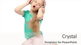  Presentation with funni music masters - Theme having sing along - cute funny girl with headphones background and a sky blue colored foreground