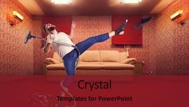  Presentation with sing - Audience pleasing PPT layouts consisting of sing dance - adult man dancing with vacuum backdrop and a tawny brown colored foreground