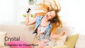  Presentation with girl teens - Colorful presentation design enhanced with sing dance - pretty teenage girl sitting backdrop and a lemonade colored foreground