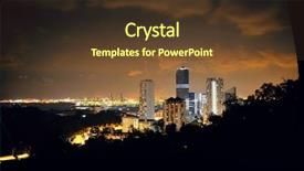 Presentation with singapore - Presentation theme featuring singapore architecture and urban cityscape night view background and a tawny brown colored foreground