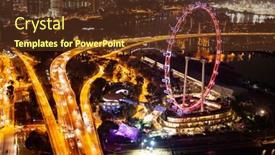 Presentation with singapore - Beautiful PPT layouts featuring singapore-area-at-nite backdrop and a tawny brown colored foreground