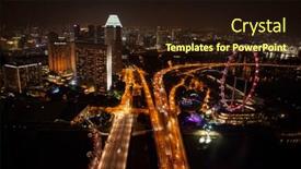  Presentation with singapore - Slide deck with singapore-area-at-nite background and a wine colored foreground