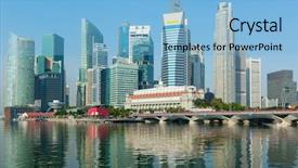  Presentation with singapore - Cool new presentation design with singapore business district skyscrapers backdrop and a light blue colored foreground