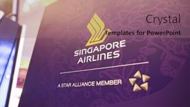  Presentation with singapore airlines - Colorful slides enhanced with singapore-circa-august-2016-close backdrop and a coral colored foreground