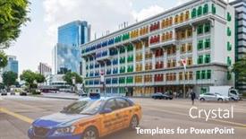  Presentation with hill station - Presentation design with singapore-circa-january-2016-blue background and a coral colored foreground