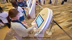  Presentation with kiosk - PPT theme featuring singapore-circa-january-2020 background and a coral colored foreground