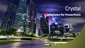  Presentation with singapore - PPT layouts featuring singapore city at dusk background and a navy blue colored foreground