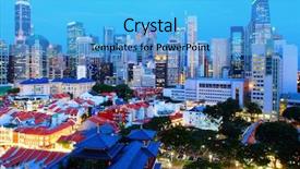  Presentation with singapore city landscape - Cool new slides with singapore city downtown at night backdrop and a light blue colored foreground