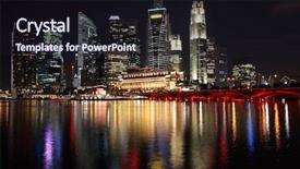  Presentation with city night - PPT layouts with singapore city night view background and a wine colored foreground