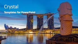  Presentation with merlion - Cool new PPT layouts with singapore-city-singapore-july-16 backdrop and a teal colored foreground