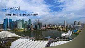  Presentation with architecture city - PPT layouts consisting of singapore-city-skyline-architecture background and a light blue colored foreground