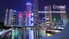  Presentation with singapore city landscape - Audience pleasing PPT theme consisting of singapore city skyline at night backdrop and a  colored foreground