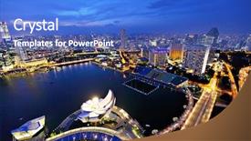  Presentation with singapore city landscape - Theme consisting of singapore city skyline at night background and a cobalt blue colored foreground