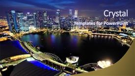  Presentation with singapore tourism - Presentation having singapore city skyline at night background and a navy blue colored foreground