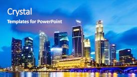  Presentation with night city - Colorful theme enhanced with singapore city skyline at night backdrop and a cobalt blue colored foreground