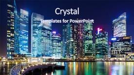  Presentation with city night - Cool new PPT layouts with singapore city skyline at night backdrop and a navy blue colored foreground