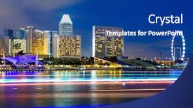  Presentation with city night - Presentation design consisting of singapore city skyline at night background and a ocean colored foreground