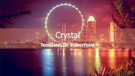  Presentation with singapore tourism - Amazing slide deck having singapore city skyline at night backdrop and a coral colored foreground