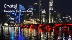  Presentation with singapore - Slide deck featuring singapore city skyline at night background and a wine colored foreground