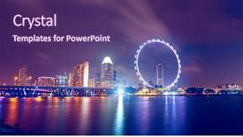  Presentation with city night - Presentation featuring singapore city skyline at night background and a violet colored foreground