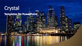  Presentation with singapore city landscape - Colorful theme enhanced with singapore city skyline at night backdrop and a navy blue colored foreground