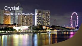  Presentation with city night - Presentation design featuring singapore city skyline at night background and a  colored foreground