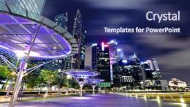  Presentation with city night - Cool new slides with singapore city skyline at night backdrop and a navy blue colored foreground