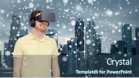  Presentation with winter video - Presentation theme featuring singapore city skyscrapers background background and a ocean colored foreground