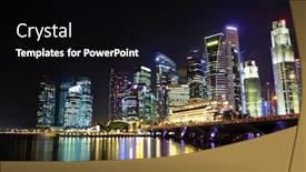  Presentation with singapore - Cool new slide deck with singapore cityscape at night backdrop and a black colored foreground