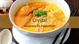  Presentation with curry - Slide deck consisting of singapore curry noodles background and a gold colored foreground
