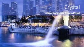  Presentation with merlion - Beautiful theme featuring singapore-dec-29-the-merlion backdrop and a teal colored foreground