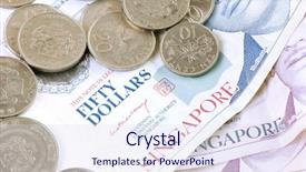  Presentation with singapore - Presentation design having singapore dollar notes and coins background and a sky blue colored foreground