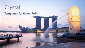  Presentation with merlion - Slides having singapore-feb-18-singapore-merlion background and a sky blue colored foreground